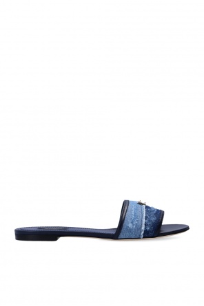 DOLCE & GABBANA ロコカットアウトサンタル CQ0436AO049 80244 Dolce & Gabbana logo-embossed cut-out Slides | Blue | FARFETCH